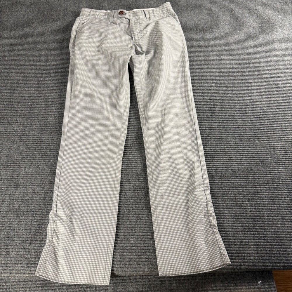 Nifty Genius Mens Grey White‎ Gingham Seersucker Pants Size 30 Slim Straight